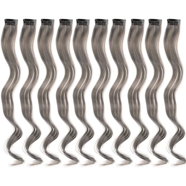 Clip in Hair Extensions,10Pcs/Pack Colored Curly Wave Hair Extensions Party Highlights Long Curly Synthetic Hairpieces for Women - Image 29