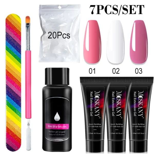Poly Nail Gel Full Set With 6W LED Lamp Nail Set For Beginner Nail Tips Art 3D Design Decoration Extension Manicure Tools Kit - Image 8
