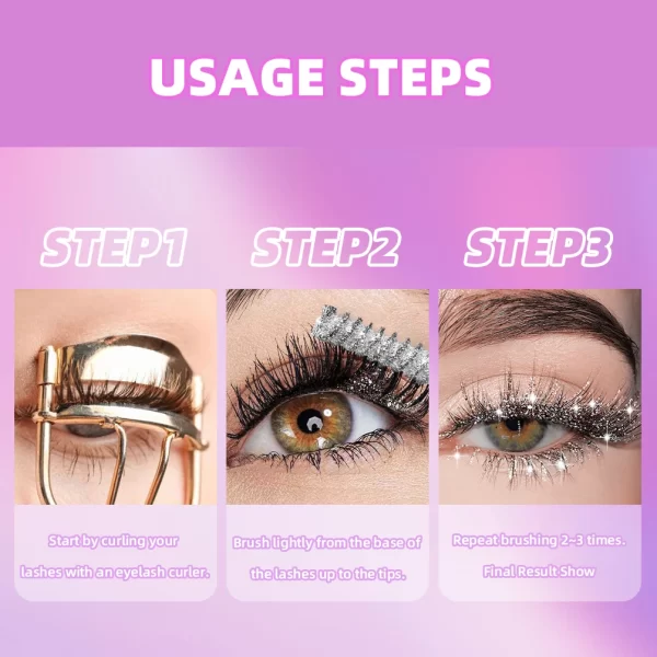 1 PC Diamond Mascara Shining Galaxy Sequins Sweat Proof Glitter Eyelashes Quick Dry Lasting Curling Thick Mascara Shimmer Makeup - Image 6