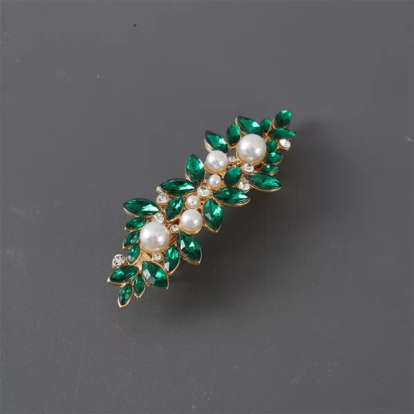 Luxury Rhinestones Faux Pearl Spring Clip Women Elegant Crystal Leaf Flower Hairpins For Bridal Wedding Headdress Accessories - Image 14