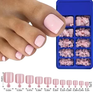 100Pcs Solid Color False Toenail Tips Nude Pink/Purple Acrylic Artificial Fake Toenails Press On Toenail Short Square Toenails