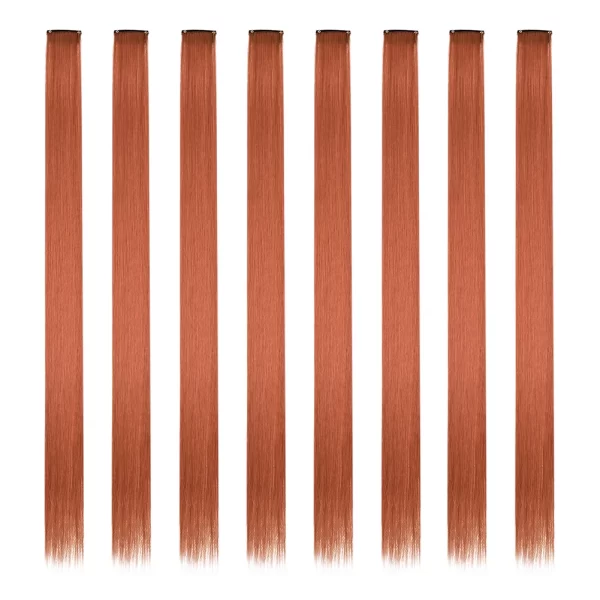Colored Hair Extensions 8 Pcs/Pack Rainbow Hairpieces 22 inch Multi-colors Party Highlights Clip in Synthetic Hair Extensions - Image 26