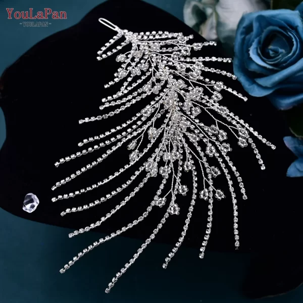 YouLaPan Rhinestone Headpiece for Woman Bridal Headband Wedding Hair Accessories Pageant Tiara Crystal Bride Headdress HP188 - Image 6