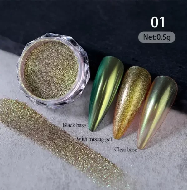 1jar Gradient Chrome Nail Powder Optical Neon Mirror Powder Metallic Mirror Effect Chameleon Pigment Glitter For DIY Manicure - Image 19