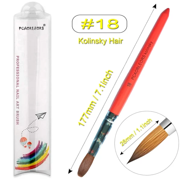 UsiDaer Kolinsky Nail Brush Acrylic with Red Round Wooden Handle and 100% Kolinsky Sable Hair for Crystal UV Gel Painting - Image 24