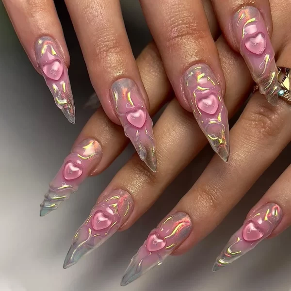 24Pcs Black Y2k Fake Nails with Diamond Halloween Long Almond False Nail Butterfly Design Wearable Oval Press on Nails Tips - Image 14