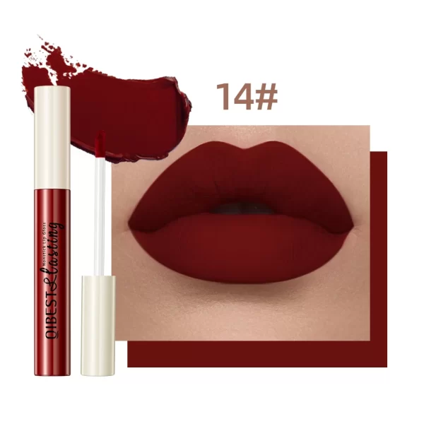 QIBEST 24 Colors Lip Gloss Sexy Red Waterproof  Nude Liquid Lipstick Non-Stick Long Lasting Black White Lipgloss Tint Cosmetics - Image 11