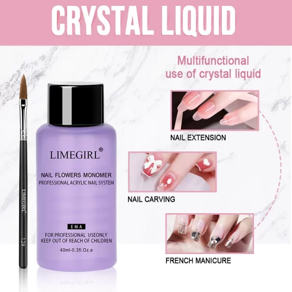Acrylic Nail Kit For Nails Art All For Manicure Nail Acrylic Powder Liquid Professional Set  For Extension Nail Carving Tips - Image 3