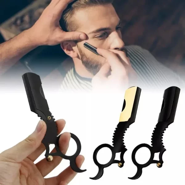 Foldable Barber Razor Haircut Beard Eyebrow Portable Shaving Tool Depilation Razor Hairdresser Trimming Blades Replaceable - Image 2