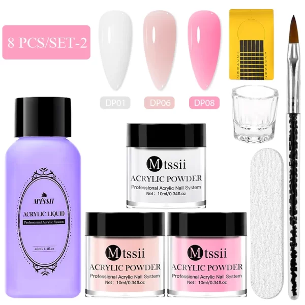 Nail Crystal Powder Kit Acrylic Liquid With Brush Pink White Acrylics For Nails Extension Carving Professional nail equipment - Image 20