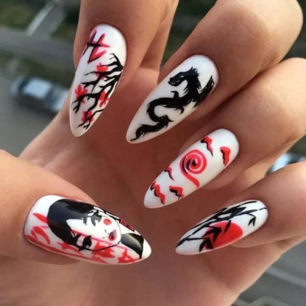 Horror Manga Gothic Style Fake Nails Black White Anime Nail Art Press on Nails Nail Accessories Popular False Nails Nail Tips - Image 8