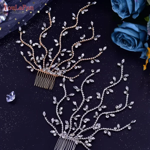 YouLaPan HP481 Crystal Wedding Comb Bridal Hair Clips Headdress Bridesmaid Women Headpiece with Comb Prom Hair Ornament Headwear - Image 7