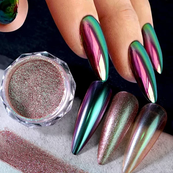 1jar Gradient Chrome Nail Powder Optical Neon Mirror Powder Metallic Mirror Effect Chameleon Pigment Glitter For DIY Manicure - Image 4