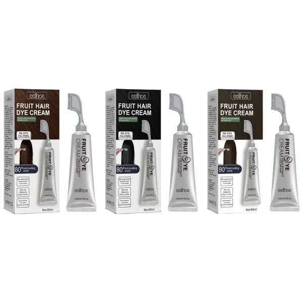 EELHOE Permanent Hair Dye Cream with Comb Long Lasting Cover Gray White Hairs Pure Plant-Based Hairdye Fruit Black Hair Cream - Image 3