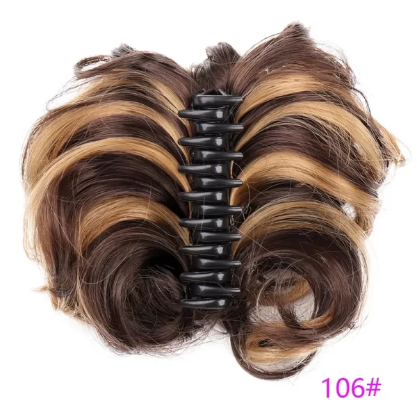 Women's Hair Bun Synthetic Bands Short Curly Chignon Hairpins Claw In Hairpieces for Fake False Hair Scrunchy Black Brown - Image 16
