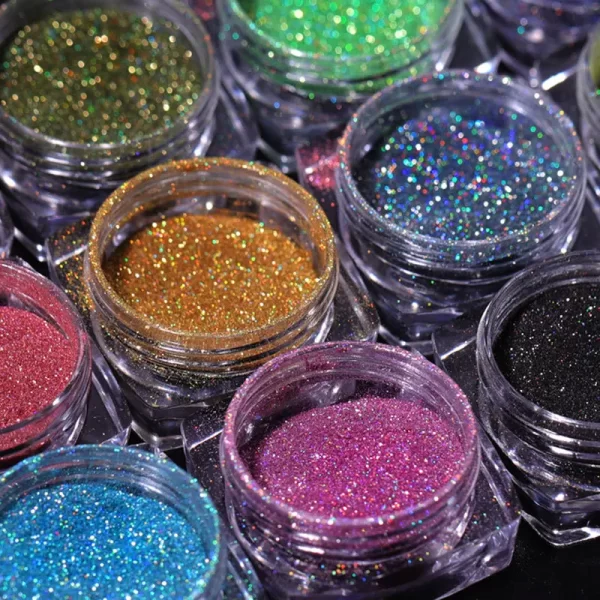 12Jars/set Holographic Glitter Nail Fine Powder 0.05mm Super Shinying Unicorn Rainbow Laser Powder DIY Mirror Manicure Powder - Image 3