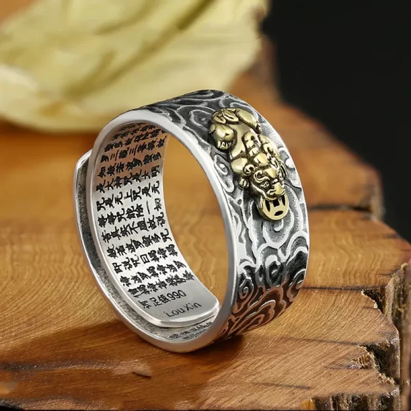 BOCAI S990 Sterling Silver Rings New Fashion Heart Sutra  Six-character Mantra PiXiu Flying Loong Argentum Jewelry Free Shipping - Image 9
