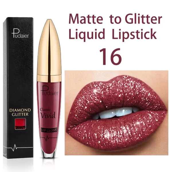 18 Colors Glitter Lip Gloss Waterproof Long Lasting Diamond Matte To Shimmer Metallic Liquid Lipstick Women Lips Makeup Cosmetic - Image 17