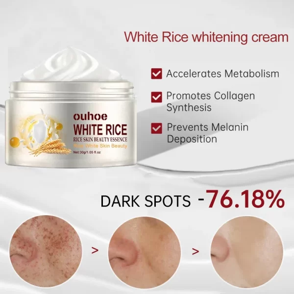 White Rice Whitening Face Cream Remove Dark Spots Fade Freckle Melanin Anti Wrinkle Aging Moisturizing Brighten Skin Care New - Image 6