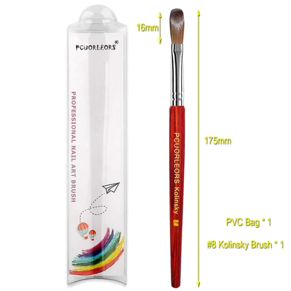 UsiDaer Kolinsky Nail Brush Acrylic with Red Round Wooden Handle and 100% Kolinsky Sable Hair for Crystal UV Gel Painting - Image 12