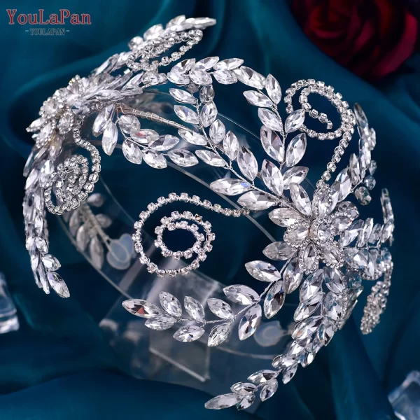 YouLaPan Crystal Headbands for Women Wedding Bride Headband Hair Accessories Pageant Crown Flower Bridal Headdress Tiara HP443 - Image 2