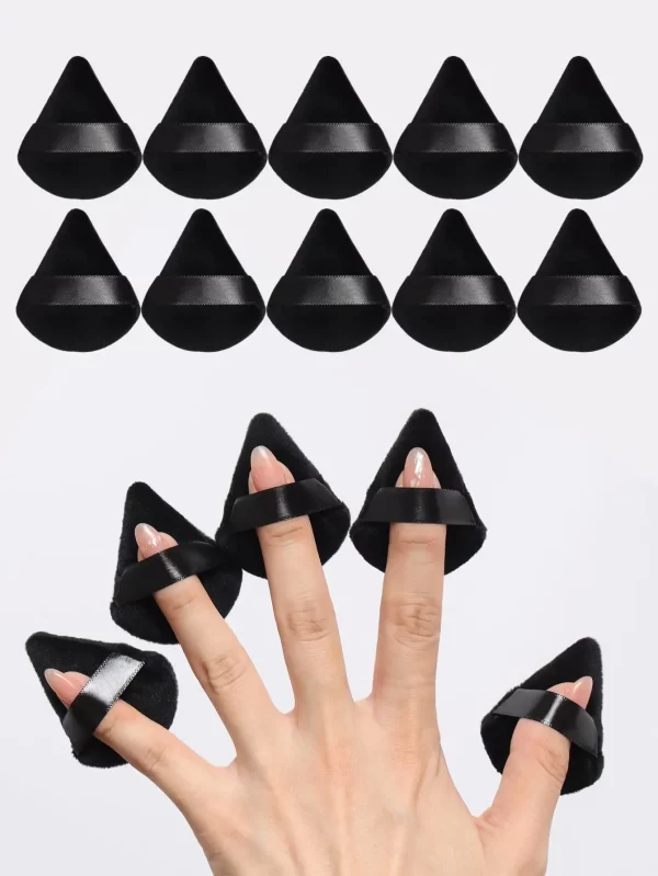 10pcs Triangle Shape Velvet Powder Puffs, Soft Makeup Blender Sponges For Face Contouring, Eyes & Corners - Image 3