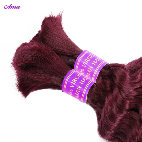 99j Burgundy Bulk Human Hair For Braiding Deep Wave Human Hair Bundles No Weft Bundles For Women Hair Extensions 100g - Image 4