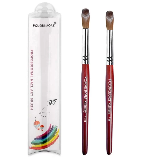 UsiDaer Kolinsky Nail Brush Acrylic with Red Round Wooden Handle and 100% Kolinsky Sable Hair for Crystal UV Gel Painting - Image 21