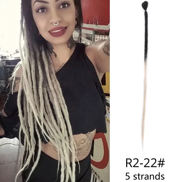 5strands Dreadlocks Hair Extensions Synthetic Faux Locs Crochet Hair Braids Hip-hop Knotless Hook Ombre Braiding African Tribe - Image 36