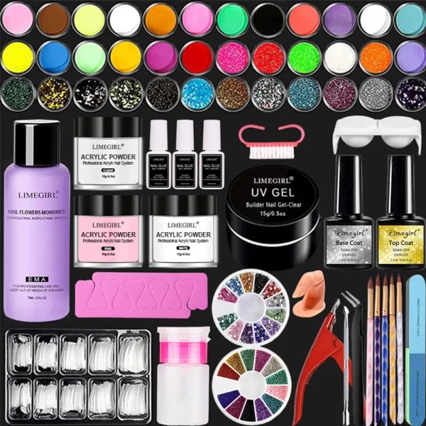 Acrylic Nail Kit For Nails Art All For Manicure Nail Acrylic Powder Liquid Professional Set  For Extension Nail Carving Tips - Image 11