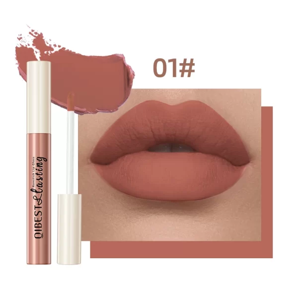 QIBEST 24 Colors Lip Gloss Sexy Red Waterproof  Nude Liquid Lipstick Non-Stick Long Lasting Black White Lipgloss Tint Cosmetics - Image 30