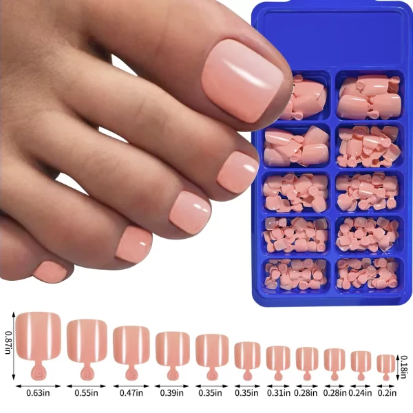 100Pcs/Box Short Square Fake Toenails Solid Color Acrylic Foot Nail Art Tip Press On Full-Cover Toenails Toe Extension Tools - Image 8