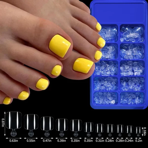 100Pcs/Box Short Square Fake Toenails Solid Color Acrylic Foot Nail Art Tip Press On Full-Cover Toenails Toe Extension Tools - Image 10