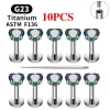 2/10PCS G23 Titanium Piercing Jewelry Ear Cartilage Tragus Heart Flat Back Stud Earrings 16G CZ Internal Thread Labret Lip Ring - Image 14