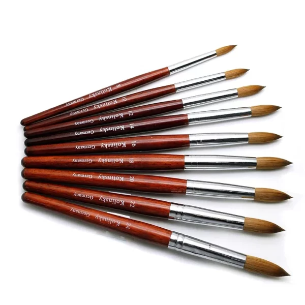 Kolinsky Hair Nail Brush Good Quality Nail Art Mink Brush Wood Handle Gel Nail Builder Manicure Brush Drawing Tools Size 8-24 - Image 4