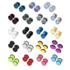 19 Pairs Stainless Steel Men Earrings Studs Ear Piercing Plugs Tunnel Screw Fake Gauges Earrings Flat Back Stud Earring Set