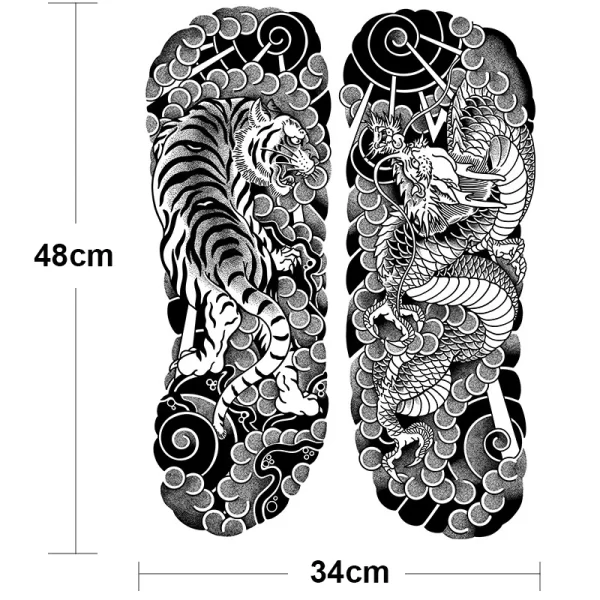 Full Back Chest Herbal Juice Ink Semi-permanent Tattoo Stickers 7-15 Days Long Lasting Temporary Fake Tattoo Totem Men Adult - Image 3