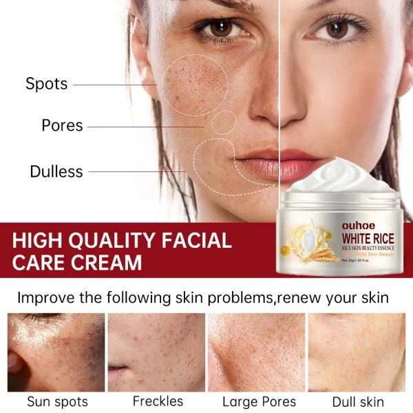 White Rice Whitening Face Cream Remove Dark Spots Fade Freckle Melanin Anti Wrinkle Aging Moisturizing Brighten Skin Care New - Image 5