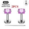 2/10PCS G23 Titanium Piercing Jewelry Ear Cartilage Tragus Heart Flat Back Stud Earrings 16G CZ Internal Thread Labret Lip Ring - Image 26