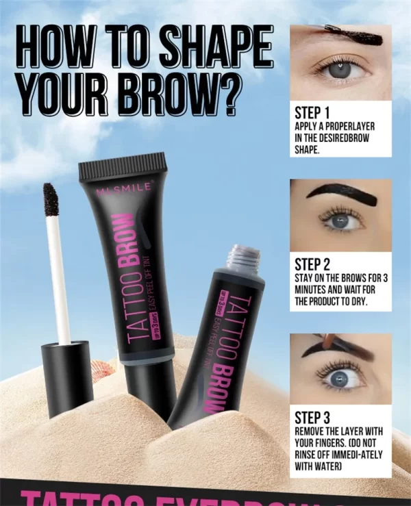 3 Days Lasting Peel-off Dye Eyebrow Gel Semi-Permanent Waterproof Brow Tattoo Tint Sweatproof Peel Off Dye Eyebrow Cream