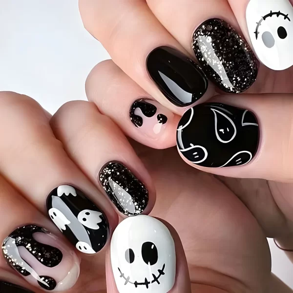 Red Spider Printed False Nails Halloween Nail Art Decor Press on Nails for Girl Gifts Short Round Cool y2k Style Fake Nail Tips - Image 27