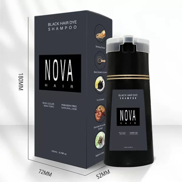 Nova Hair Dye Shampoo Quick Coloring Natural Harmless Cover White Grey Shampoo 3-in-1 Cleaning Nourishing Hair Dye Product - Image 3