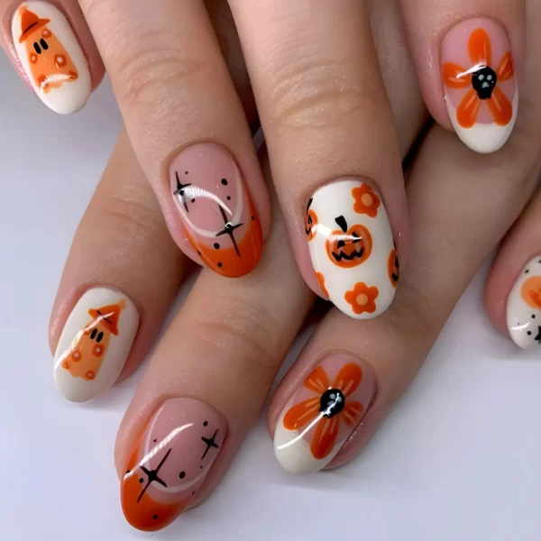 Red Spider Printed False Nails Halloween Nail Art Decor Press on Nails for Girl Gifts Short Round Cool y2k Style Fake Nail Tips - Image 31