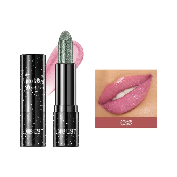 QIBEST Glitter Diamond Lipstick Moisturzing Color Changing Lipstick Pearlescent Shiny Temperature Lip Balm Lasting Lips Makeup - Image 9