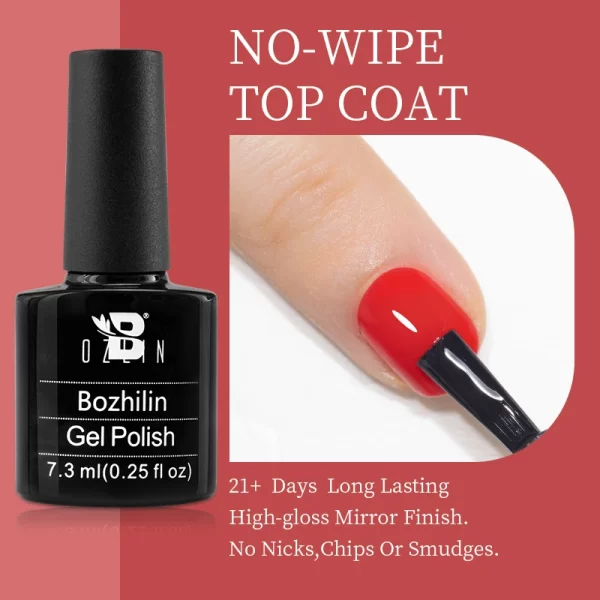 BOZLIN 5ml 4 In 1 No Wipe Painting Gel Varnish Black White Color Painting Liner Nail Art Glitter UV Gel Top Coat Manicure Polish - Image 19