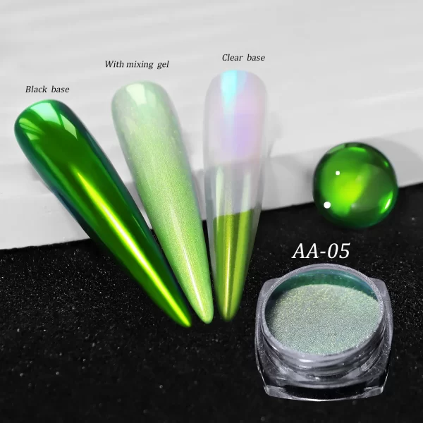 1jar Gradient Chrome Nail Powder Optical Neon Mirror Powder Metallic Mirror Effect Chameleon Pigment Glitter For DIY Manicure - Image 16