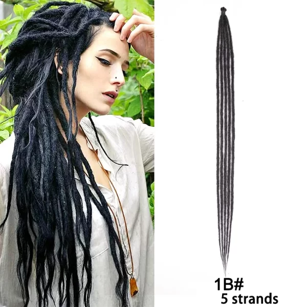 5strands Dreadlocks Hair Extensions Synthetic Faux Locs Crochet Hair Braids Hip-hop Knotless Hook Ombre Braiding African Tribe - Image 17