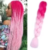 24 Inch Synthetic Ombre Jumbo Braiding Hair 3 Packs Rainbow Colorful Hair Extensions Silky Twists Crochet Hair Braids for Women - Image 10