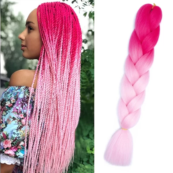 24 Inch Synthetic Ombre Jumbo Braiding Hair 3 Packs Rainbow Colorful Hair Extensions Silky Twists Crochet Hair Braids for Women - Image 10