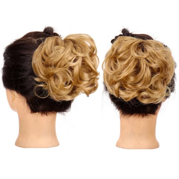 Women's Hair Bun Synthetic Bands Short Curly Chignon Hairpins Claw In Hairpieces for Fake False Hair Scrunchy Black Brown - Image 6